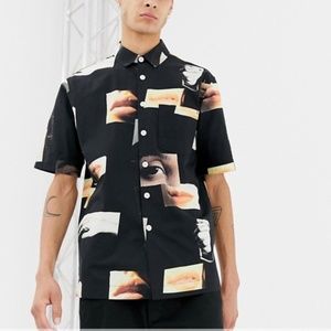 ASOS Crooked Tongues Printed Montage Shirt